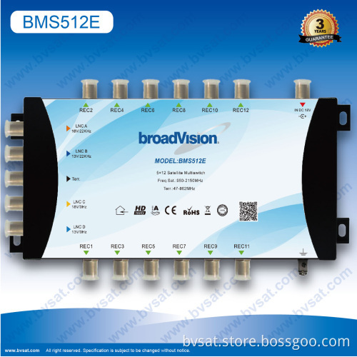 International Satellite Tv Digital Stand-alone 5 In 12 Out Multiswitch